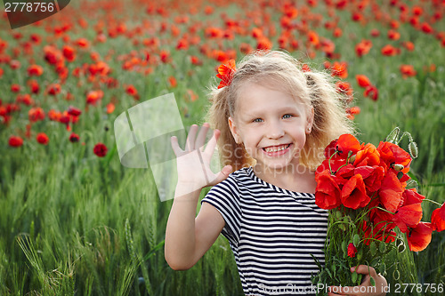 Image of Little girl on the poppy meadow