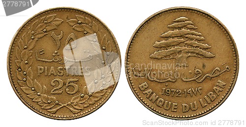 Image of twenty five piastres, Lebanon, 1972