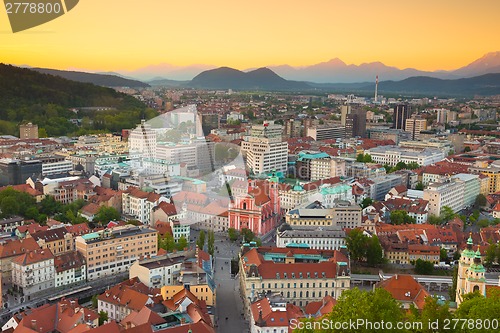 Image of Panorama of Ljubljana, Slovenia, Europe.