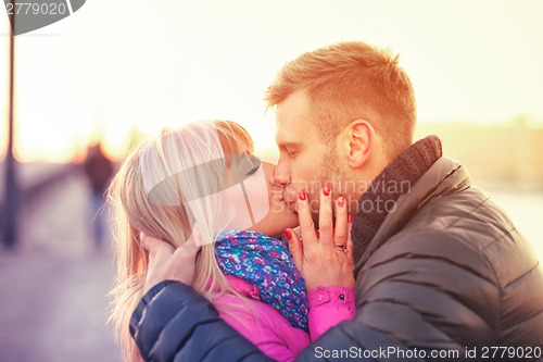 Image of Kissing european couple