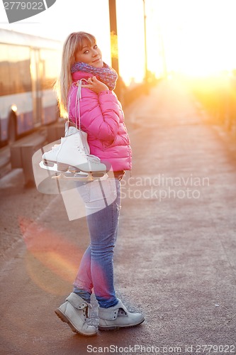 Image of Figure skater girl on the bridge