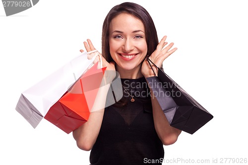 Image of Shopping sale woman isolated on white
