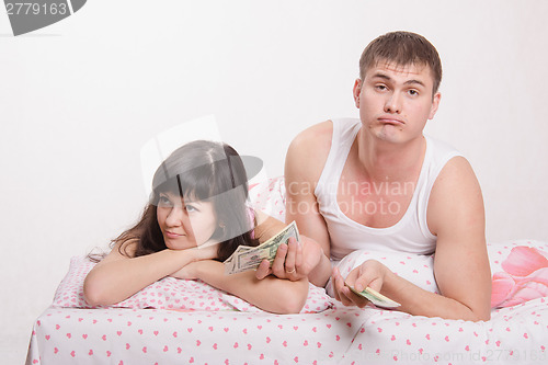 Image of young couple is not enough money to buy an apartment