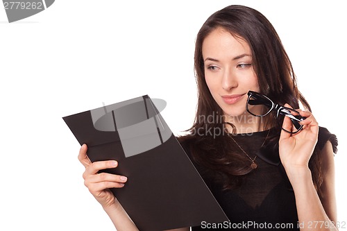 Image of Teacher in glasses with clipboard