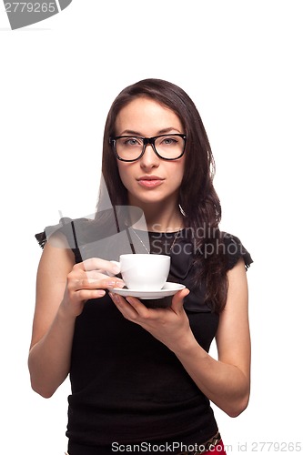 Image of Woman secretary with coffee mug