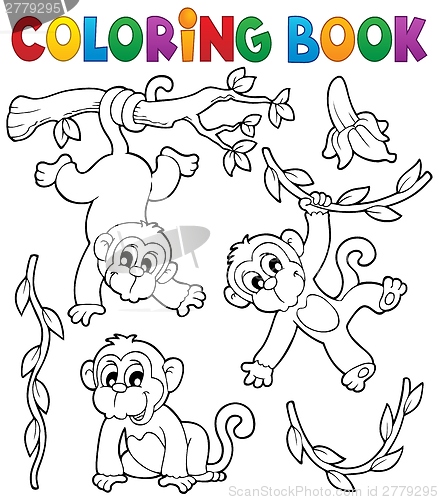 Image of Coloring book monkey theme 1
