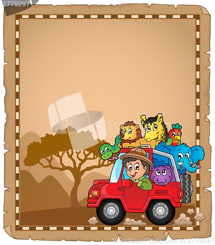 Image of Parchment with car and traveller 2