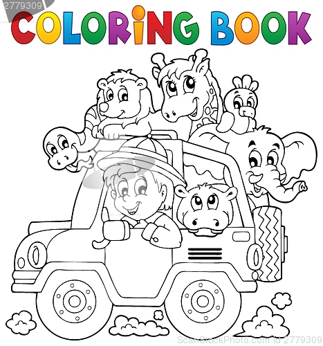 Image of Coloring book car traveller theme 2