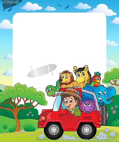 Image of Frame with car and traveller 1