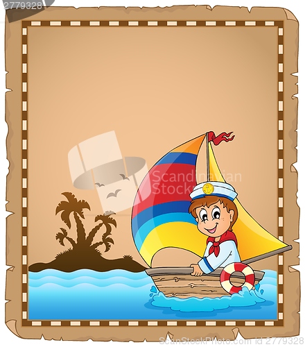 Image of Parchment with sailor in boat 1