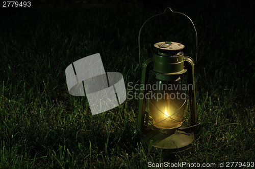 Image of Vintage lantern in the night.
