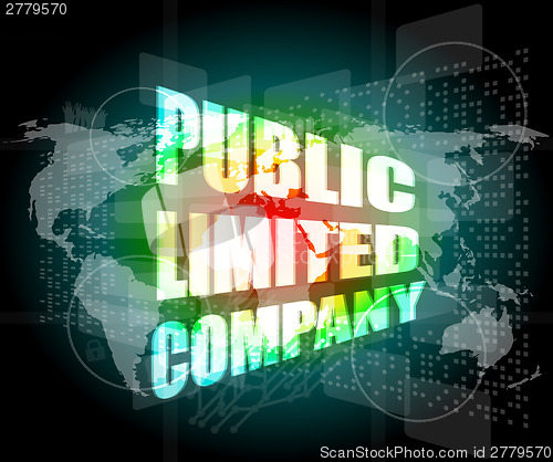 Image of public limited company on digital touch screen