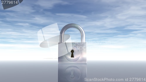 Image of padlock under blue sky