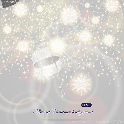 Image of Christmas background with flying snowflakes