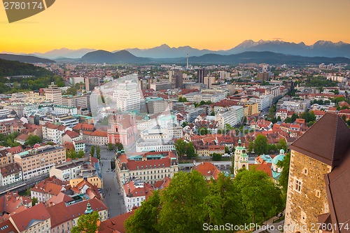 Image of Panorama of Ljubljana, Slovenia, Europe.