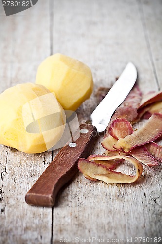 Image of healthy organic peeled potatoes