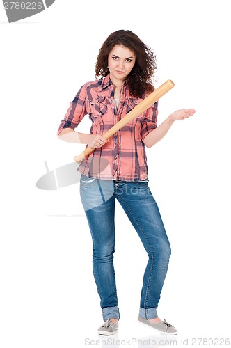 Image of Girl with baseball bat