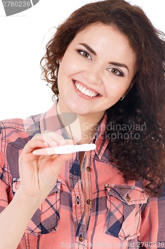 Image of Girl with pregnancy test