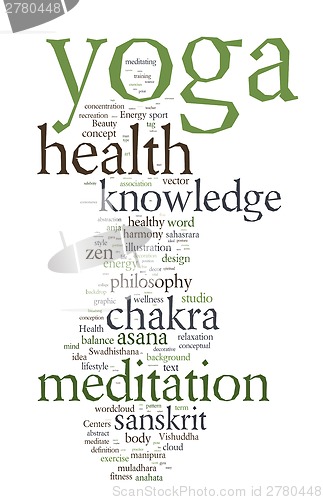 Image of YOGA. Word collage on white background.