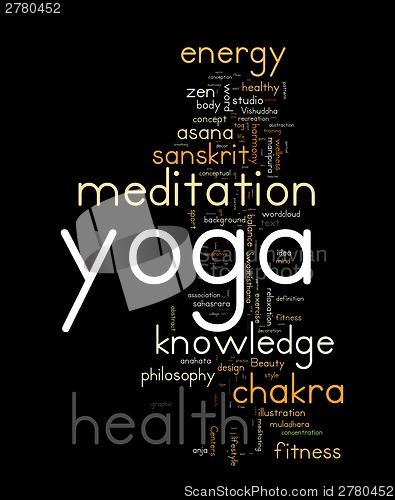 Image of YOGA. Word cloud concept illustration.