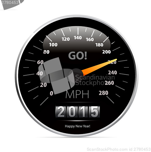 Image of Calendar 2015 in speedometer car.
