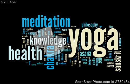 Image of YOGA. Word cloud concept illustration.