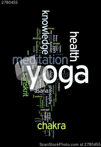 Image of YOGA. Word cloud concept illustration.