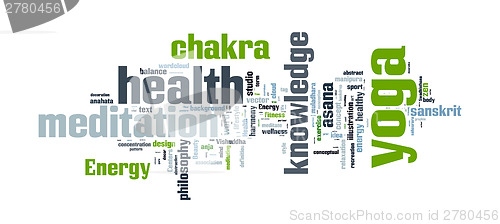 Image of YOGA. Word collage on white background.