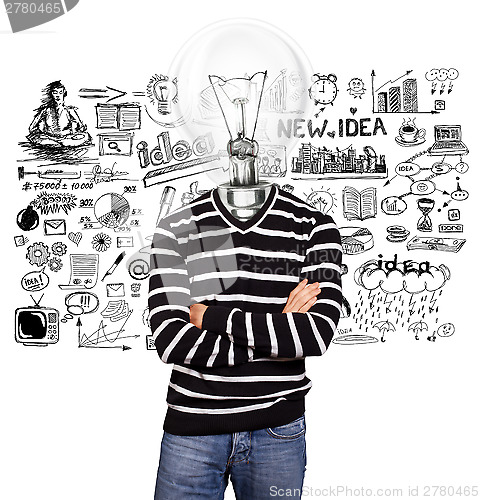 Image of Lamp Head Man In Striped Pullover