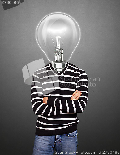 Image of Lamp Head Man In Striped Pullover