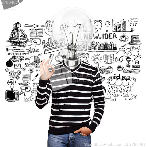 Image of Lamp Head Man In Striped Pullover