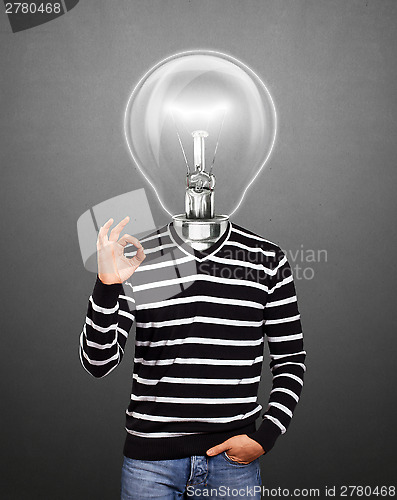Image of Lamp Head Man In Striped Pullover