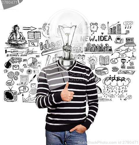 Image of Lamp Head Man In Striped Pullover