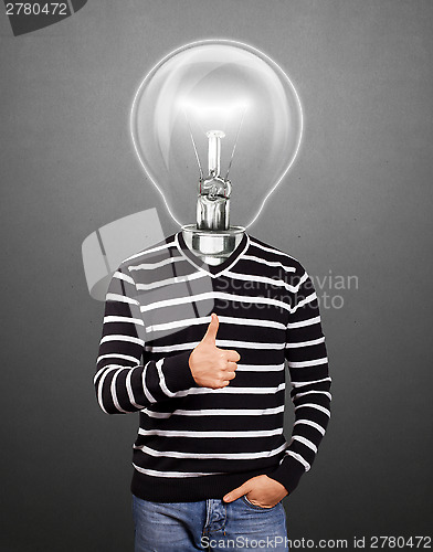 Image of Lamp Head Man In Striped Pullover