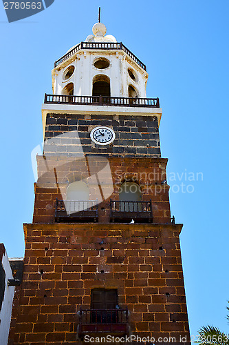 Image of bell tower teguise   lanzarote  spain the old wall terrace churc