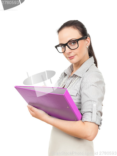Image of business woman with a pink folder