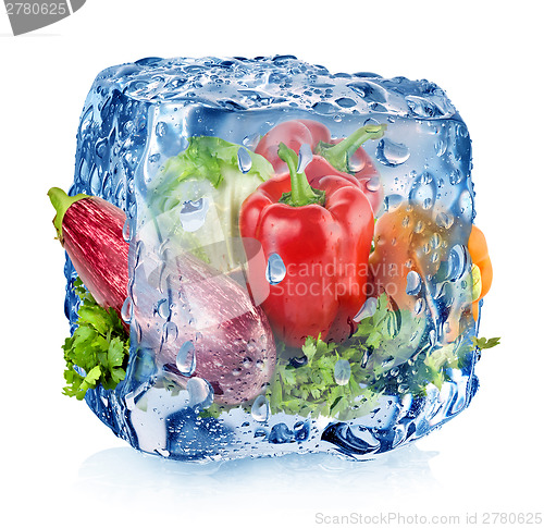 Image of Ice cube with vegetables