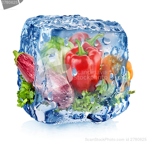 Image of Ice cube with vegetables