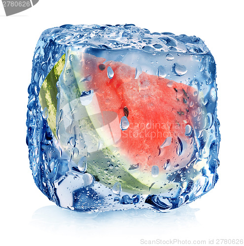 Image of Watermelon in ice cube