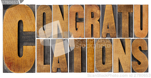 Image of congratulations in wood type