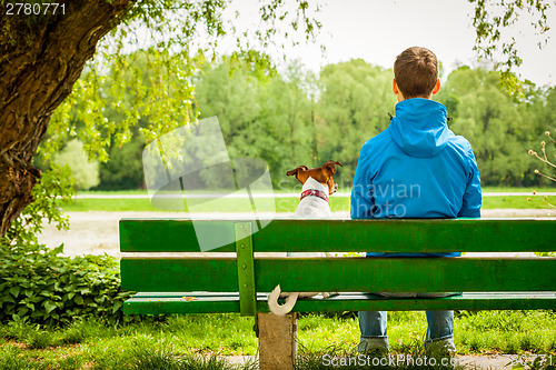 Image of dog and owner alone