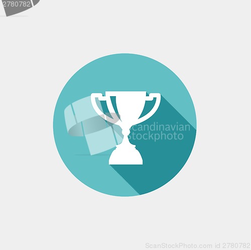 Image of Trophy Cup Flat Icon with Long Shadow