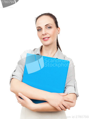 Image of business woman with a blue folder