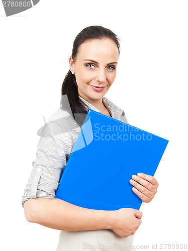 Image of business woman with a blue folder