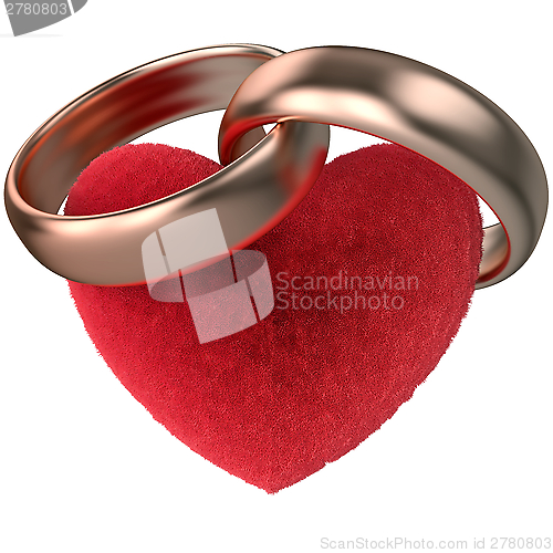 Image of gold rings and fur heart