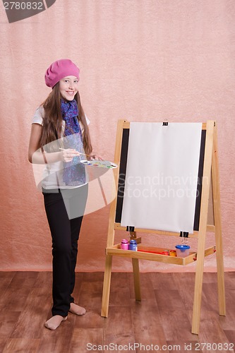 Image of The girl in image of  artist at easel