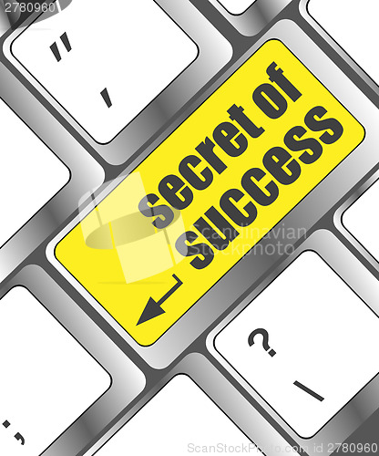 Image of secret of success button on computer keyboard key