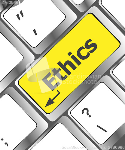 Image of ethics concept on the modern computer keyboard key