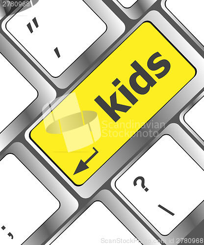 Image of kids key button in a computer keyboard