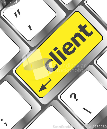 Image of keyboard with client button, business concept